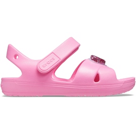 Crocs gyermek szandál Classic Cross Strap Charm rózsaszín 206947 669