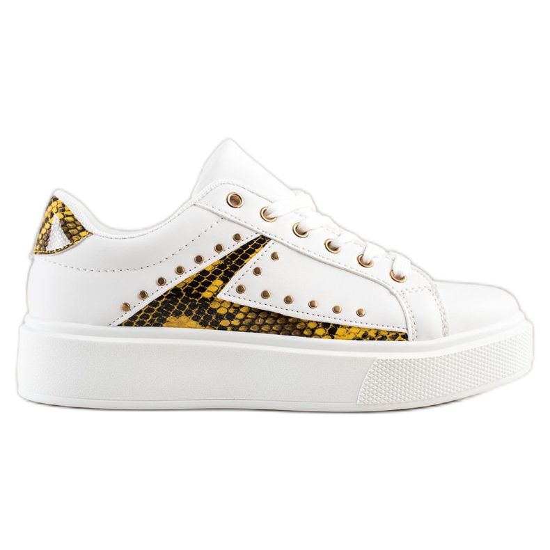 SHELOVET Fehér cipők a platformon fekete sárga