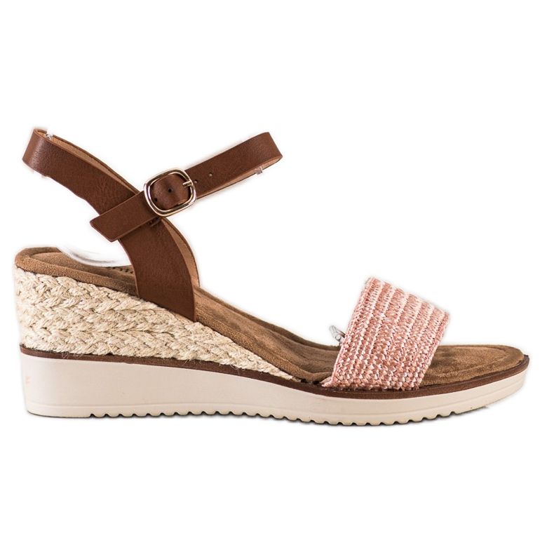 Evento Könnyű fonott szandál barna rózsaszín