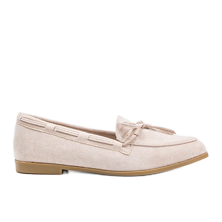 Bézs színű mokaszinok Kierra öko-velúrból