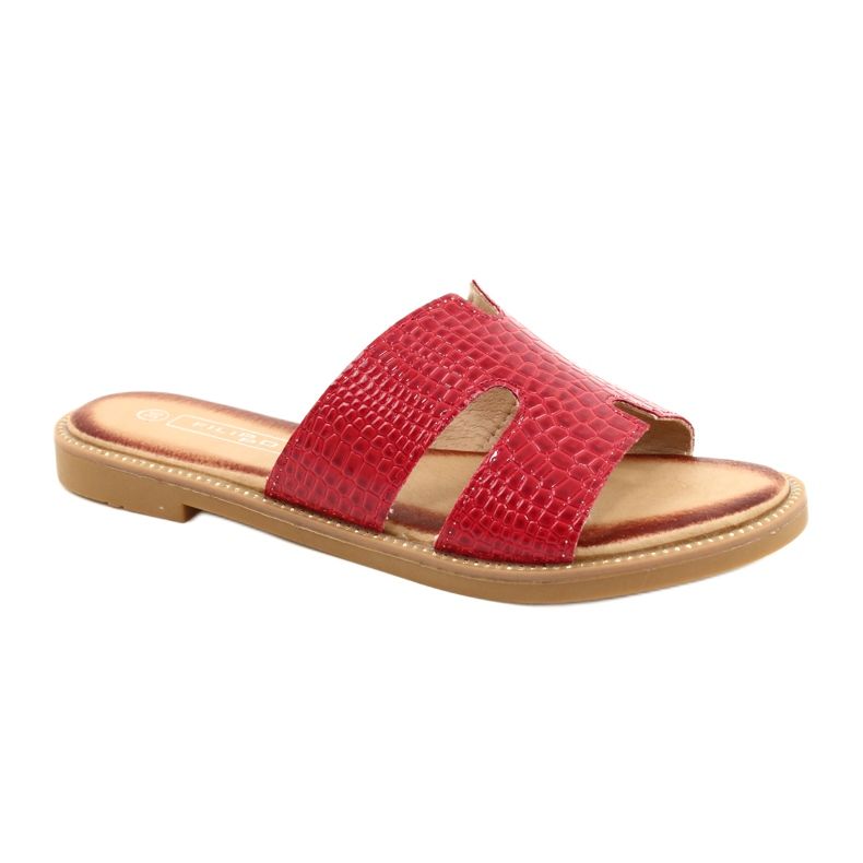 Filippo Női fényes vörös lakkozott papucsok piros