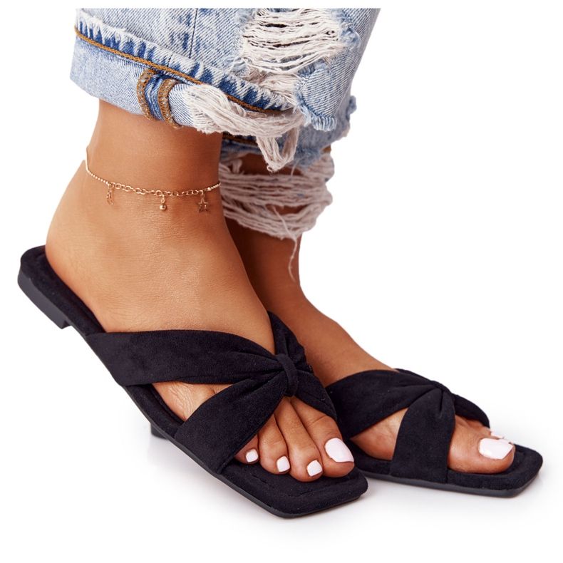 PS1 Női velúr fekete papucs Vanília ég