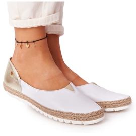 Bőr Maciejka 05056-11 fehér és arany balerinák aranysárga