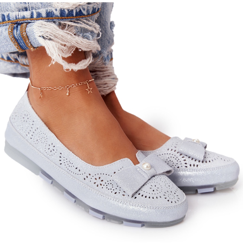 Rio Flore Bőr környezetbarát kék balerinák