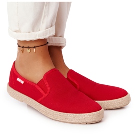 Big Star Piros espadrillák fonott talpú nagycsillagon DD274018 Big Star Piros espadrillák fonott talpú nagycsillagon DD274018