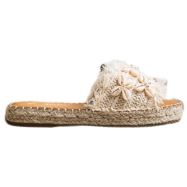 Seastar Espadrilles, fonott papucs kagylóval bézs