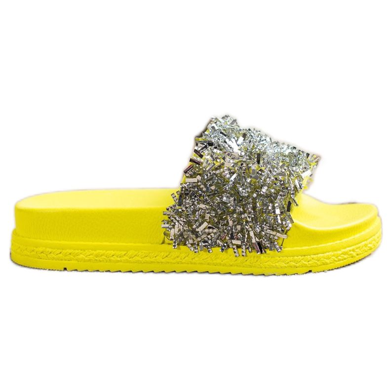Seastar Divatos kristály papucs ezüst sárga