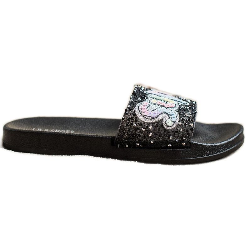 SHELOVET Szuper flitteres papucs fekete