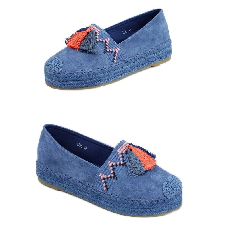 Kék 1735 Kék rojtos espadrillák