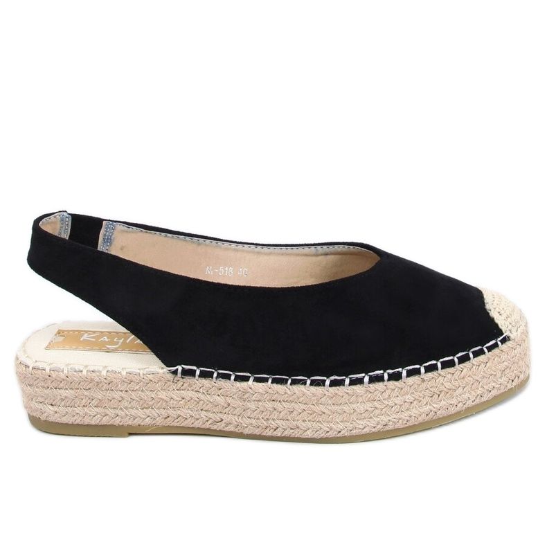 Fekete M-518 Fekete espadrilles nyitott sarokkal