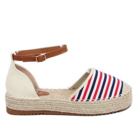 Csíkos espadrillák 9R108 Keverék bézs barna piros sötétkék Csíkos espadrillák 9R108 Keverék bézs barna piros sötétkék