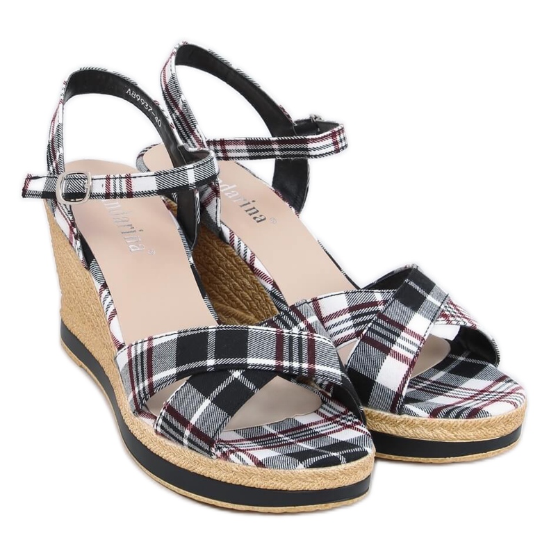 Fekete Kockás fekete szandál A89937 Fekete