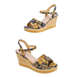 Sárga kockás ék szandál A89937 Sárga