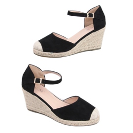 Fekete Espadrilles ékeken 77-199 Fekete