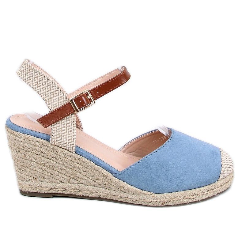 Kék Espadrilles ékeken, kék 77-206 Kék bézs barna