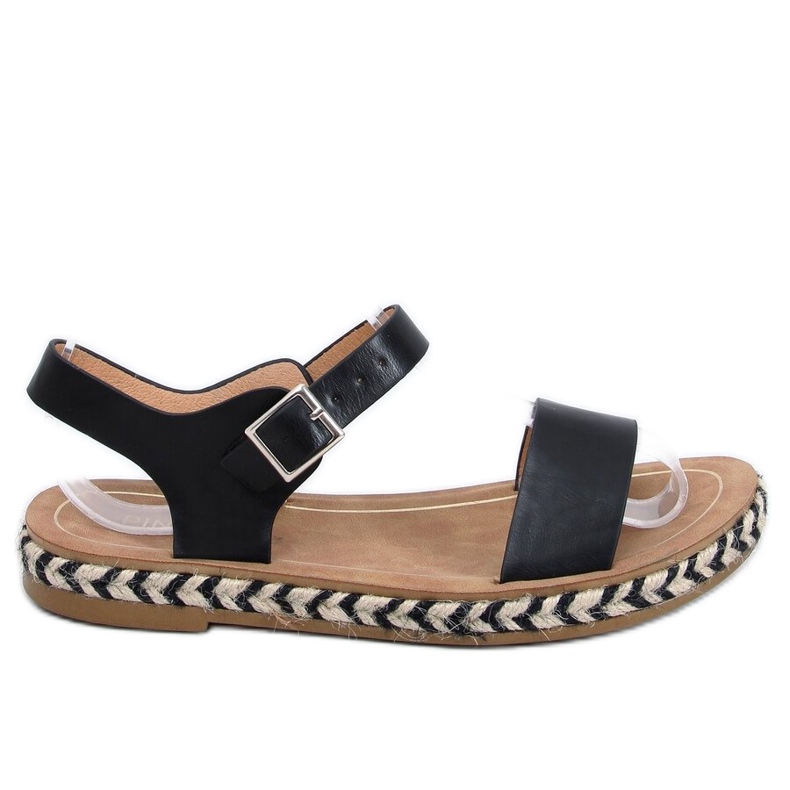 TH005 Fekete espadrilles szandál