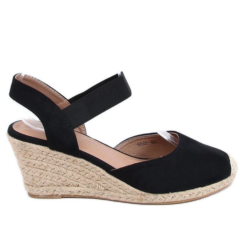 Fekete Espadrilles ékeken 9R50 Fekete