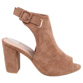 Szandál magas sarkú teve 100-1001 SA-2 Camel barna sokszínű