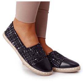 EVE Elegáns női fekete espadrilles Be My Love bézs