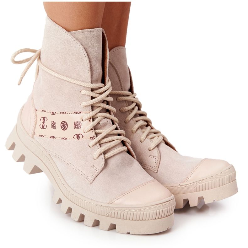 Lewski Shoes Velúr csizma Workery Lewski Cipő 2942-0 Light Beż bézs