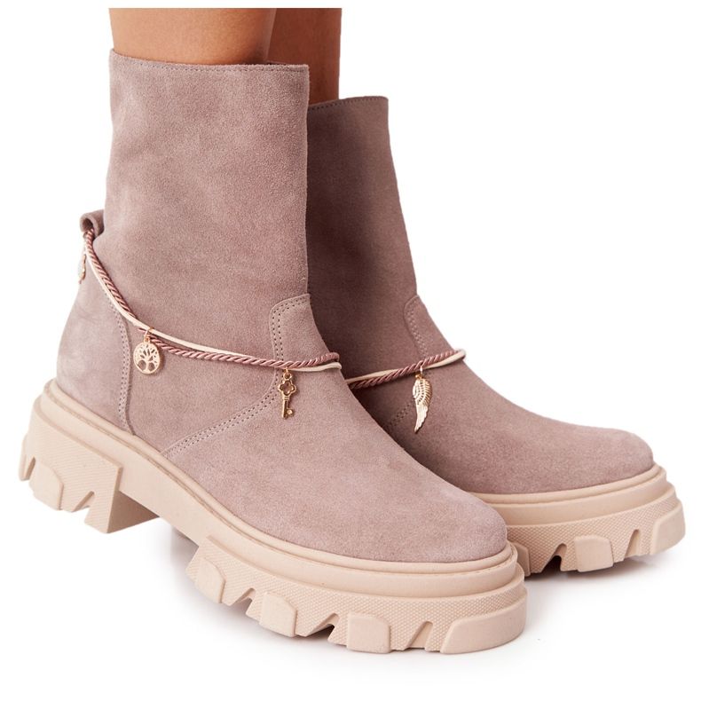 Lewski Shoes Velúr csizma Workery Lewski Cipő 3006-0 Bézs