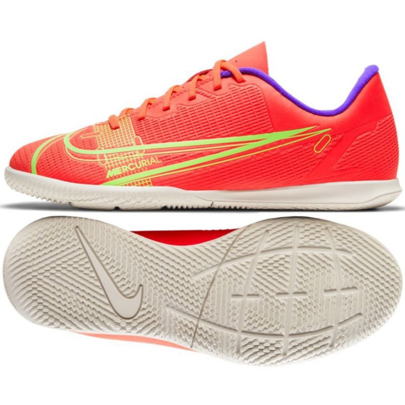 Nike Mercurial Vapor 14 Club Ic Jr CV0826 600 futballcipő sokszínű narancs és vörös Nike Mercurial Vapor 14 Club Ic Jr CV0826 600 futballcipő sokszínű narancs és vörös