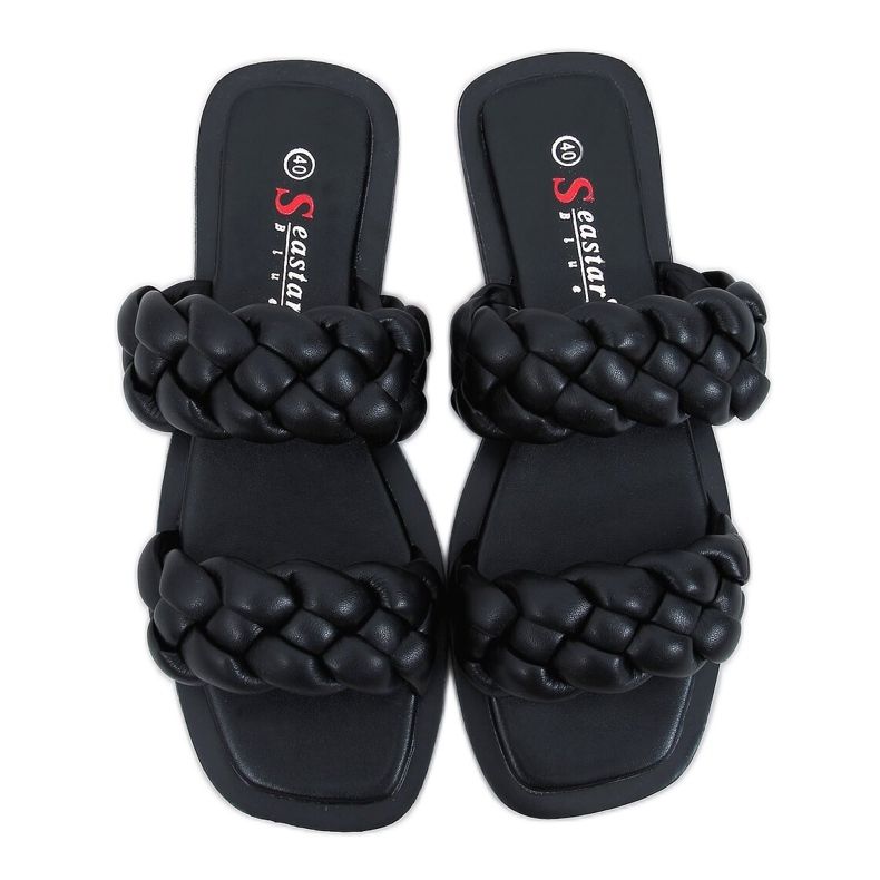 Fekete JH200 Fekete papucs fonott csíkokkal