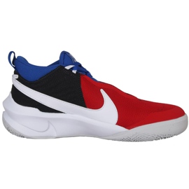 Nike Team Hustle D 10 Big Basketball Shoe Jr CW6735 005 kosárlabda cipő piros, fehér, piros, sötétkék piros