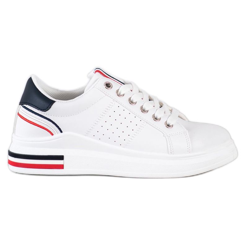 SHELOVET Eco bőr cipők fehér piros sötétkék