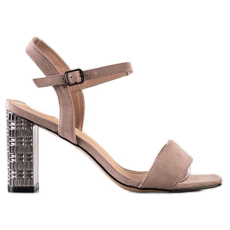 S. BARSKI Kalsic szandál dekoratív sarokkal bézs