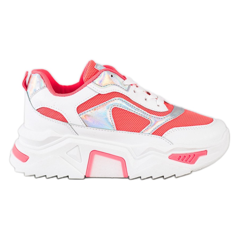 SHELOVET Cipők a platformon hálóval fehér piros