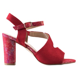 S. BARSKI Szandál dekoratív sarokkal S.BARSKI piros ezüst S. BARSKI Szandál dekoratív sarokkal S.BARSKI piros ezüst
