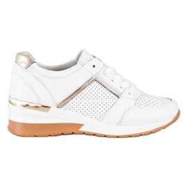 Goodin Fehér bőr cipők aranysárga Goodin Fehér bőr cipők aranysárga