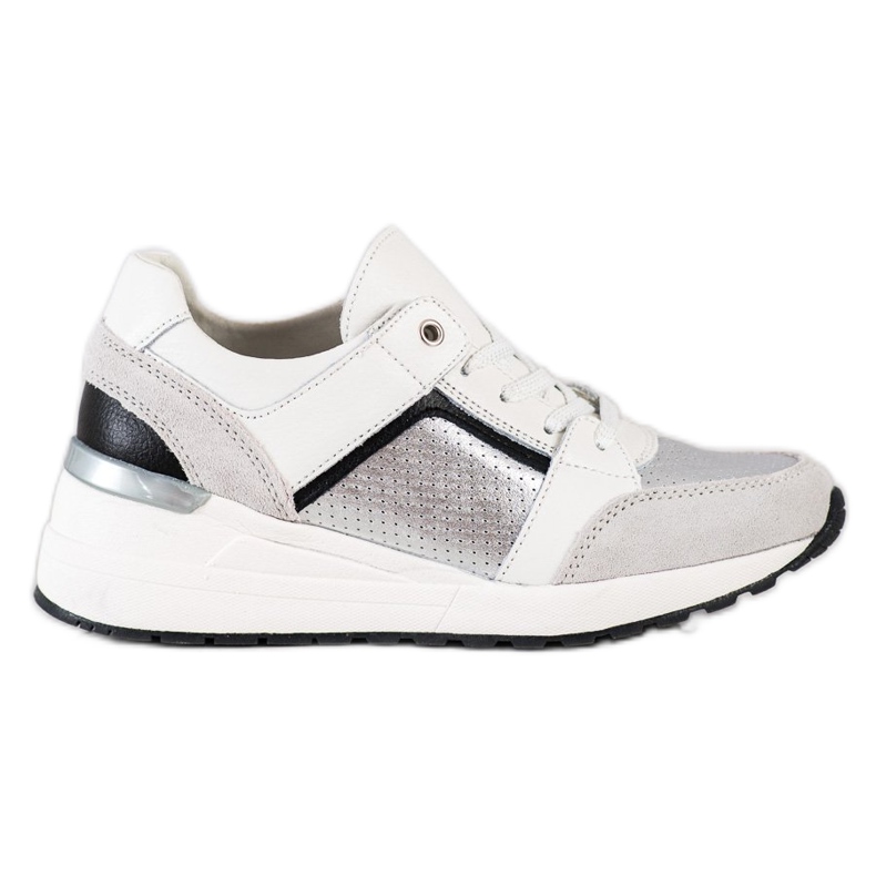 Goodin Fehér és ezüst bőr cipők fekete szürke