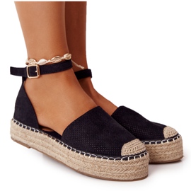 MSMG Espadrilles On The Straw Platform Fekete Balin