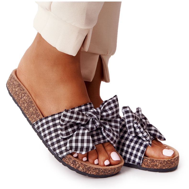 MSMG Papucs parafa talpán, Amara kockás íjjal fehér fekete