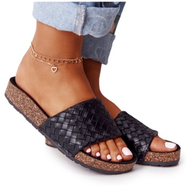 MSMG Fekete Catalina bőrpapucs parafa talpon MSMG Fekete Catalina bőrpapucs parafa talpon