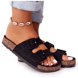 MSMG Fekete Jennifer Suede papucs parafa talpon