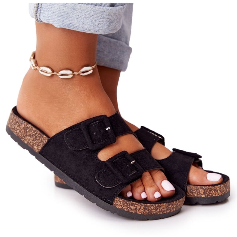 MSMG Fekete Jennifer Suede papucs parafa talpon