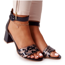 Bőr magas sarkú szandál Maciejka 04141-46 fekete-arany