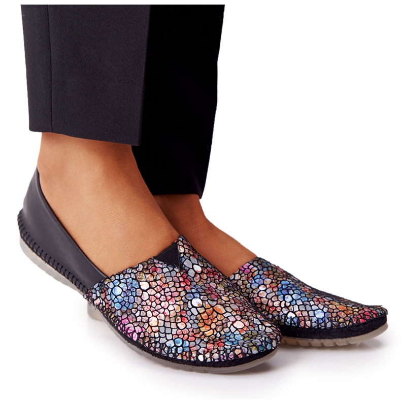 Női bőr Maciejka 01930-87 Fekete balerinák sokszínű