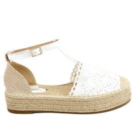 Fehér csipke espadrilles 888-85 Fehér