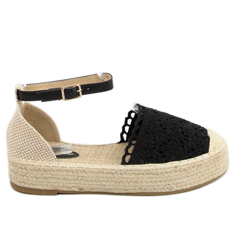 Fekete csipke espadrilles 888-85 Fekete