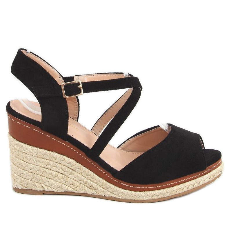 Fekete FG19 Fekete nyitott orrú espadrillák Fekete FG19 Fekete nyitott orrú espadrillák