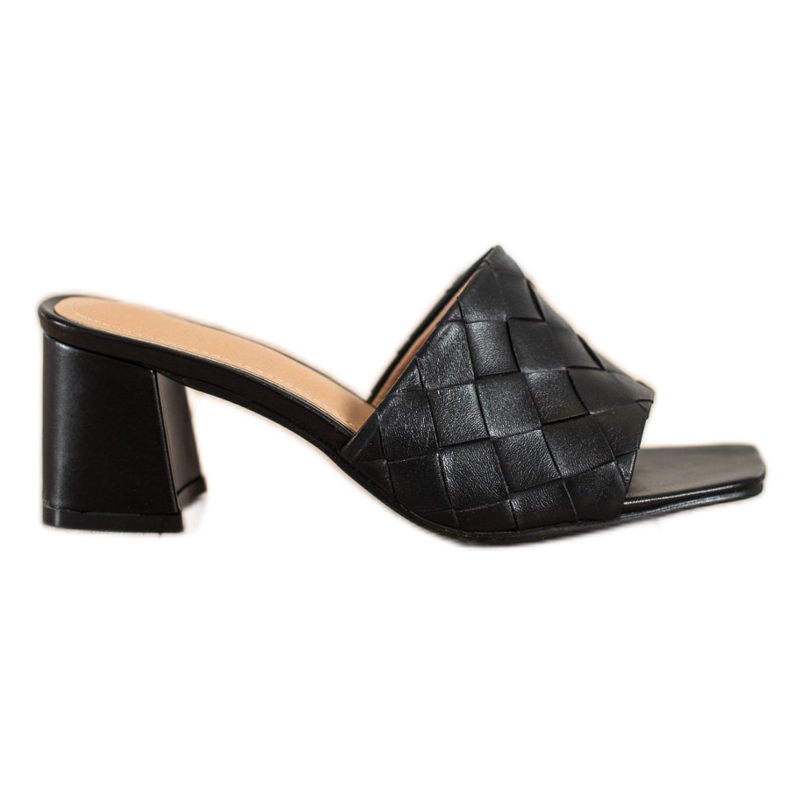 SHELOVET Fekete steppelt női papucs