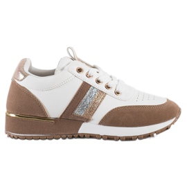 SHELOVET Cipők velúrbetéttel fehér barna