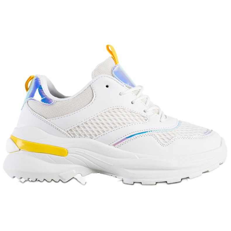 SHELOVET Cipők a platformon hálóval fehér