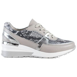 Goodin Szürke bőr kígyó nyomtatású cipők sokszínű