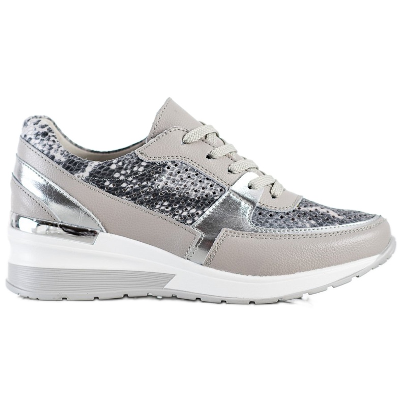 Goodin Szürke bőr kígyó nyomtatású cipők sokszínű