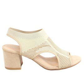 Bézs magas sarkú zokni szandál 8044 Bézs